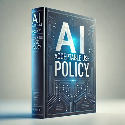 DALL·E 2024-12-23 16.23.51 - A realistic image of a hardcover book standing upright on a clean surface, with the title AI Acceptable Use Policy prominently displayed on the cove